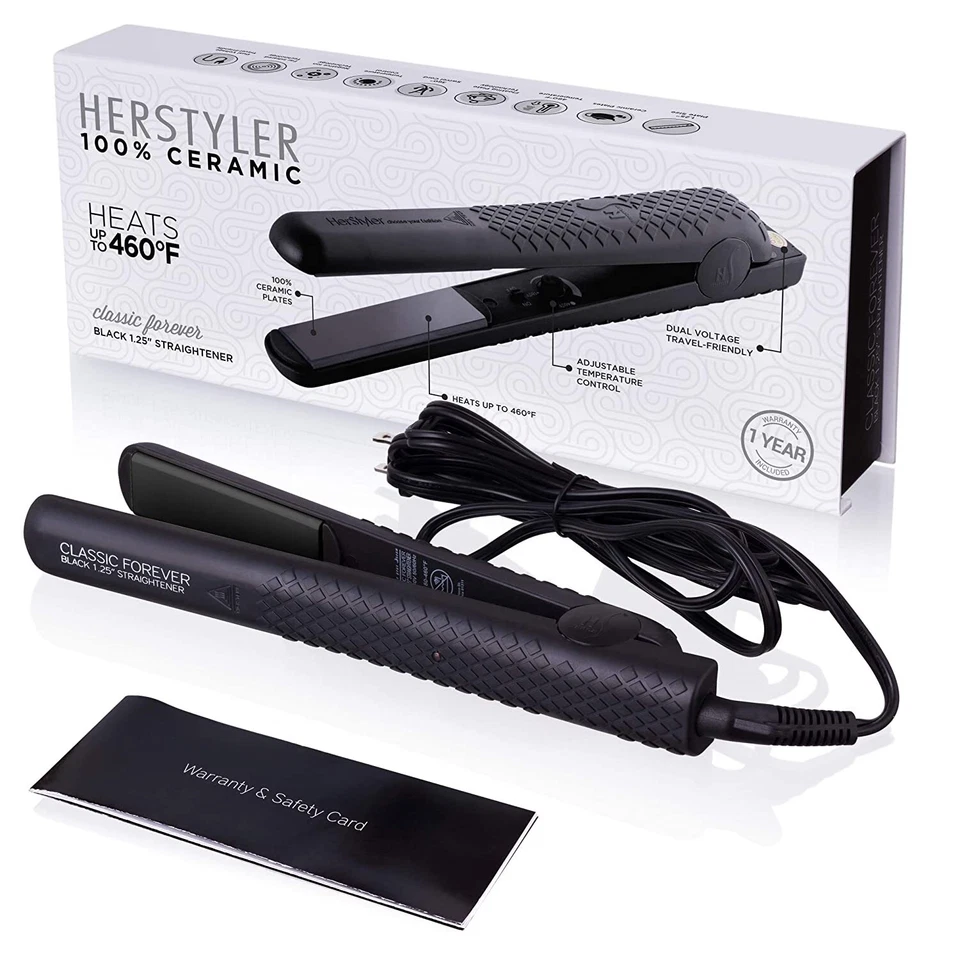 Herstyler Forever Ceramic Travel Friendly Dual Voltage Flat Iron 1.25 inch ⭐⭐⭐⭐⭐ - Image 1 of 4