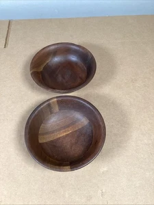 Set Of 2 Real Walnut Dessert Salad Bowls By Vermillion - Picture 1 of 8