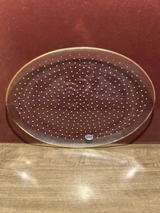 Plato de servir moderno ovalado a lunares con borde dorado - Imagen 1 de 9