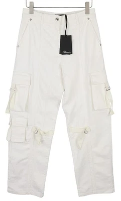 Blumarine J. Cargo Women's Pants 42 White Patch Pockets Loose For Belt RRP427 - Imagem 1 de 4