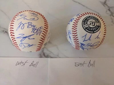 2018 LEAF PERFECT GAME TEAM ПОДПИСАННЫЕ МЯЧИ СПЕНСЕР ДЖОНС БОББИ ВИТТ МЛ С АВТОГРАФОМ VOLPE  - Изображение 1 из 4