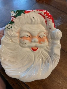 Vintage SANTA CLAUS Head Porcelain Hanging Wall Plaque Decoration JAPAN  - Picture 1 of 4