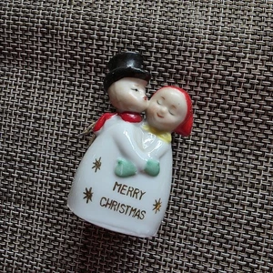 Vintage Ardalt Umarmpärchen Keramik Weihnachtsglocke 1940/50er MCM Kitsch  - Bild 1 von 12