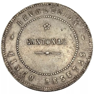 ESPAÑA. REVOLUCION CANTONAL. 5 PESETAS. 1873. - Picture 1 of 2