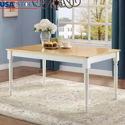 Mesa de comedor de granja de madera maciza mesa interior cocina oficina asientos 6 hogar nueva Foto 1 de 4