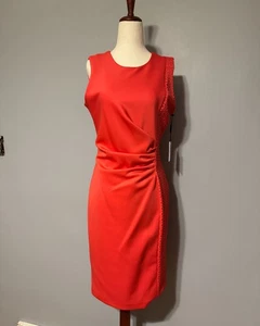 Calvin Klein Elegant Pink / Rose Red Sleeveless Dress NWT Size 6 Full Zip Sheath - Picture 1 of 10