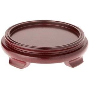 Plymor Red Round Wood Veneer Footed Display Base, 6.5" W x 6.5" D x 1.5" H - Picture 1 of 1