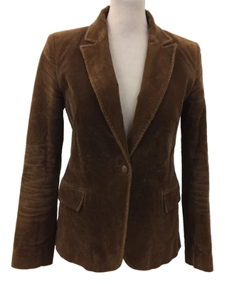 Reiss Women's Blazer Size 12 Brown Corduroy Collared 100% Cotton Lined Used - Image 1 of 4