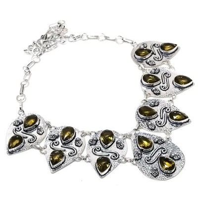 Collana decente vintage argento sterling 925 pietra preziosa quarzo fumé... - Immagine 1 di 4