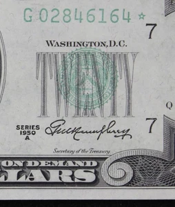 $20 1950A Star CU Federal Reserve Note G02846164* twenty $, series A, Chicago G7 - Picture 1 of 3