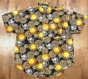 VTG Guess By Georges Marciano Teapot Rayon Shirt Mens Size L Made in USA 90’s - Picture 1 of 7