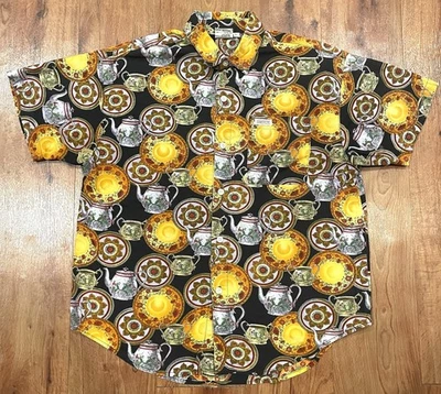 VTG Guess By Georges Marciano Teapot Rayon Shirt Mens Size L Made in USA 90’s - Image 1 of 4