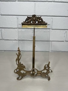 VTG Ornate Brass Easel Style Picture Photo Frame Bevelled Glass Cherubs Angels - Picture 1 of 15
