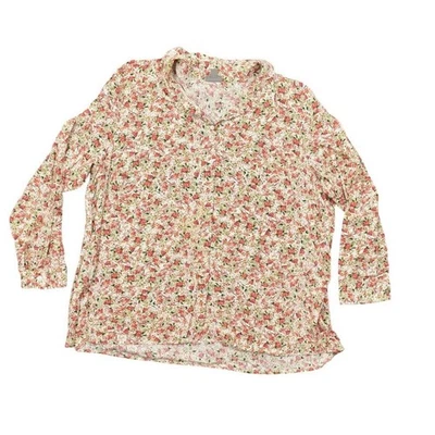 Top J. Jill Multicolor Poliéster Abotonado, 2X Plus Manga Larga Floral Jardín Foto 1 de 4