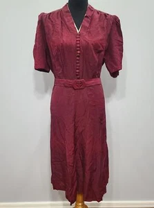 Vintage 1930s 1940s Dark Red Dress Plus Size Volup XL (B-48" W-40" H-47") AS-IS - Picture 1 of 19