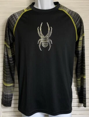Youth Spyder Dry Web Black & Yellow Long Sleeve Shirt, Large, Back Hit Spell Out - Image 1 of 4