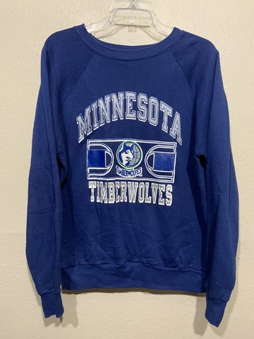 NOS Vintage Champion MINNESOTA TIMBERWOLVES Raglan Sweatshirt Sz L 80s/90s Cover