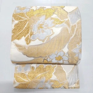 Japanese Kimono, pure silk fan Fukuro OBI , extreme elegance Kinshari antique - Picture 1 of 15