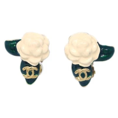 Pendientes Chanel Oro Blanco Camelia Clip-On 04A 176418 Foto 1 de 4