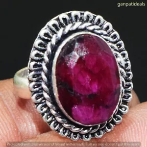 Simulated Ruby Gemstone Handmade Ring Jewelry US Size- 8 GR-31786 - Picture 1 of 1