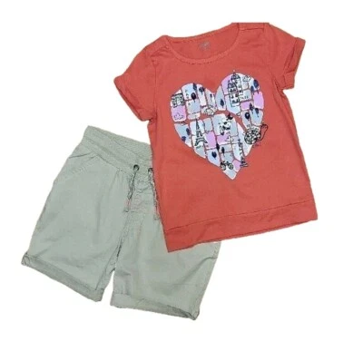 7-8 Cat & Jack Beige Shorts & Size 6 Gymboree Shirt Set - Image 1 of 4