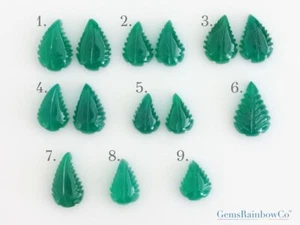 Green Onyx Carving Leaf Shape, Green onyx Jewelry making Gemstone, Hand Made - Picture 1 of 19
