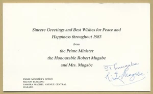 Robert Mugabe (1924-2019) - 2° Presidente dello Zimbabwe - Rara cartolina firmata - COA - Foto 1 di 5