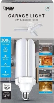 Feit Electric LED Garage Light, 3 Panel Adjustable Screw-in LED Shop Light Bulb, - Image 1 of 4