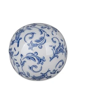 Dekoobjekt Kugel VINTAGE RANKEN weiß blau D. 10cm Keramik Formano Garten S25 - Bild 1 von 2