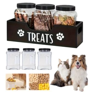 Wooden Pet Snack Storage Box Dog Treat Container Airtight Dog Treat Bin UK - Picture 1 of 13