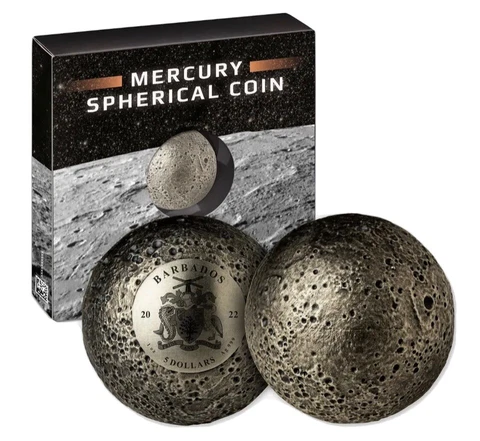 2022 Barbados Spherical 1 oz Silver Planet Coin Mercury minted Cover