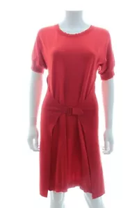 Yves Saint Laurent Gürtelt Kleid Aus Wolle / Rot - Bild 1 von 4