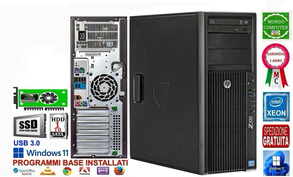 COMPUTER HP 420 CPU INTEL CORE XEON E5-1620 SSD WINDOWS 11 - Immagine 1 di 1