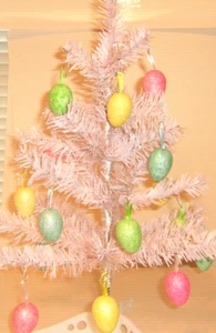 Easter Egg Tree Mixed Pastels on White Tree, 19x11" Wire with 3 Leg Stand. - Picture 1 of 4