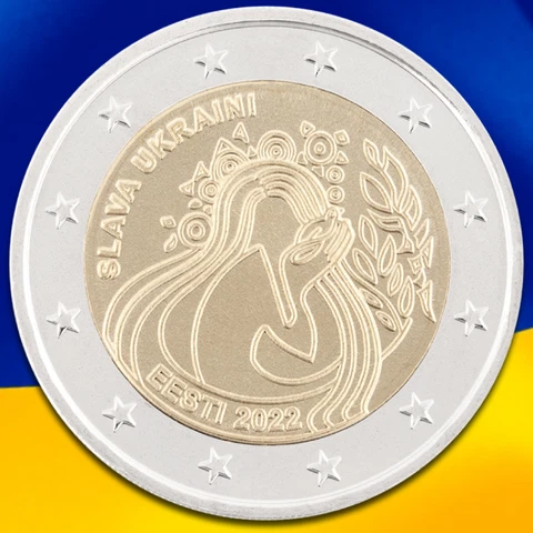 2 Euro Estonia 2022 * Slava Ukraini * Glory to Ukraine * Unc Cover