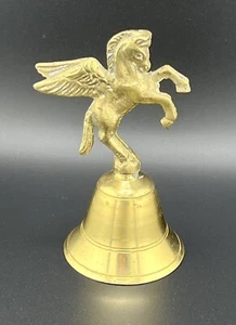 Vintage Solid Brass Gold Metal Winged Pegasus Horse Dinner Hand Bell - Picture 1 of 10