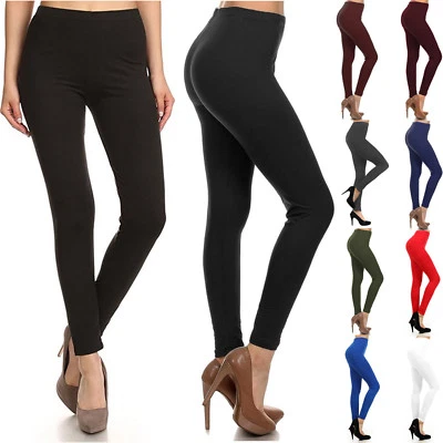 Buttery Soft Long Leggings Solid Plain Butter Stretch Tall Curvy OS TC - Image 1 of 4