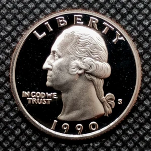 1990-S **Proof UNC Cameo** Washington Quarter - Bild 1 von 2