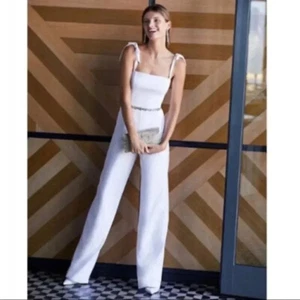 New Anthropologie BHLDN Theia Trinity White Jumpsuit Wedding Bridal Size 2 - Picture 1 of 13