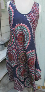  Schönes Regenschirm langes Druck Kleid Viskose matrial - Bild 1 von 2