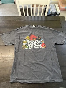 Angry Birds Men's Shirt Size Adult L Gray Short Sleeve Games Movies - Picture 1 of 7