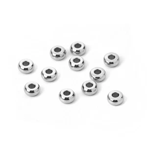 Stainless Steel Spacer Beads 50pcs - 4mm dia Silver Tone Filler Jewellery Crafts - Picture 1 of 4