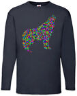 Colored Wolf Long Sleeve T-Shirt Toon Comic Look Techno Rave Raver Dance Music