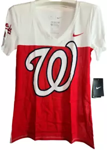 Nike Women's Washington Nationals Logo Blocked 1.6 Tri-Blend T-Shirt - Red, Med - Picture 1 of 8