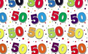 Special Age 50 Gift Wrapping Paper 1 Sheet & Matching Gift Tag - 50th Birthday - Picture 1 of 2
