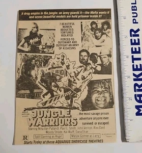 JUNGLE WARRIORS / Vintage 1984 NYC Newspaper Ad / Grindhouse Action Film! - Foto 1 di 1