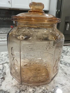 Vintage Rosa Vertiefung Glas Pflanzgefäße Mr Peanut 5₵ Salzglas mit Deckel 12" Hoch Achteck - Bild 1 von 8