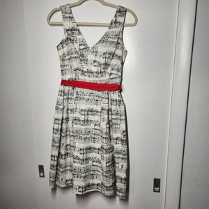 Bea & Dot ModCloth Dress XS Music Notes Print Pockets Retro BeltUSA - Picture 1 of 19