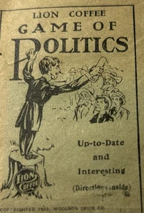 1903 Political Lion Coffee Card Game - Exc. Cond. Roosevelt Cabot Lodge etc. - Picture 1 of 14