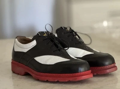 Tênis de golfe Pre-Loved Michael Toschi G3 preto e branco/vermelho tamanho 9 masculino  - Imagem 1 de 4